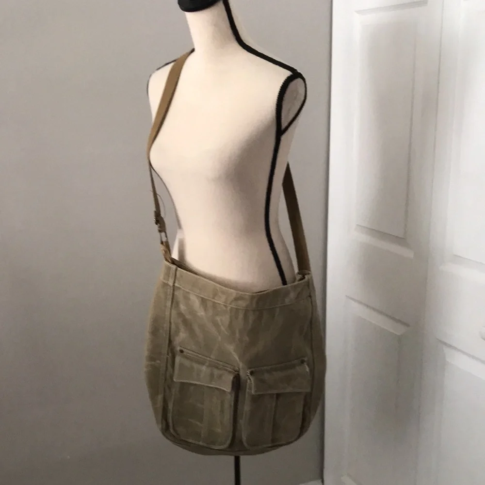 UNISEX Large utility wash canvas messenger bag